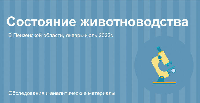 Состояние животноводства в крупных, средних и малых организациях в Пензенской области в январе-июле 2022 года